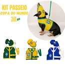 Kit Brasil Coleira Peitoral e boné pet Ajustável Para Cachorro e Gato Com Guia
