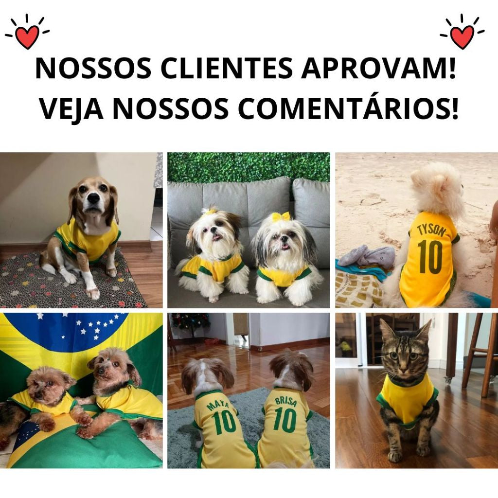 Roupinha Para Pet Personalizada Brasil Copa Do Mundo Cachorro E Gato