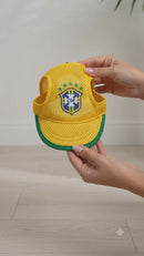 Kit Brasil Coleira Peitoral e boné pet Ajustável Para Cachorro e Gato Com Guia